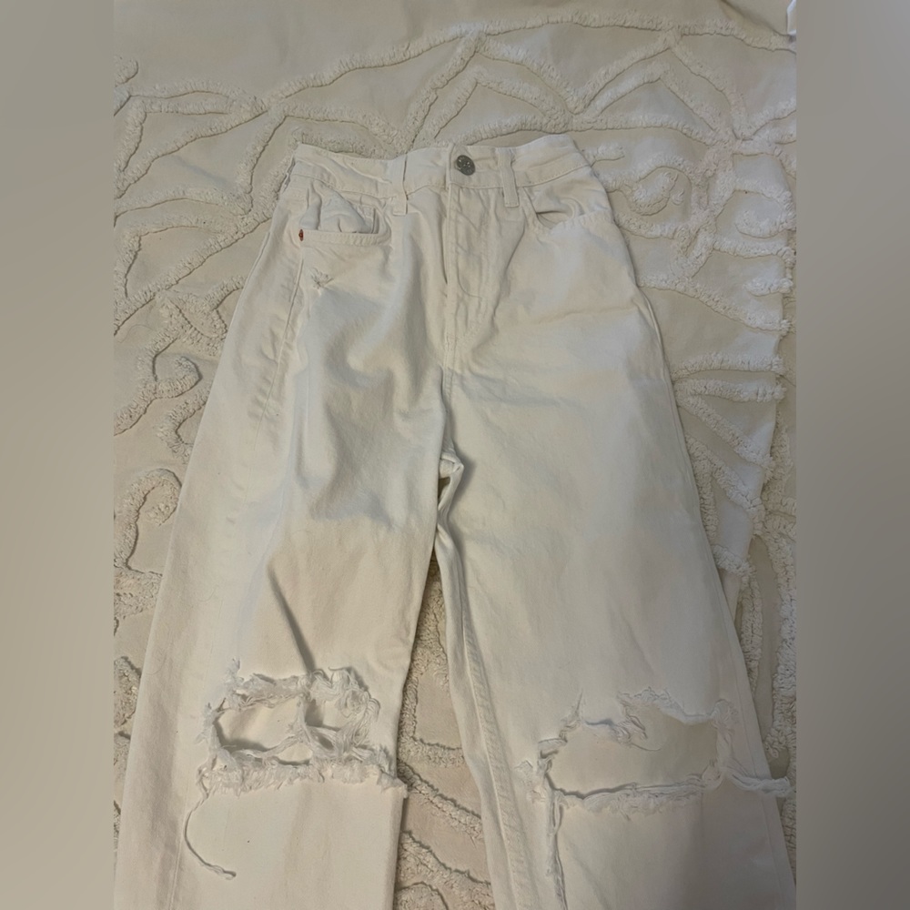 Zara white distressed jeans